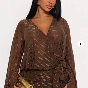 Charlie Mesh Mini Dress - Brown